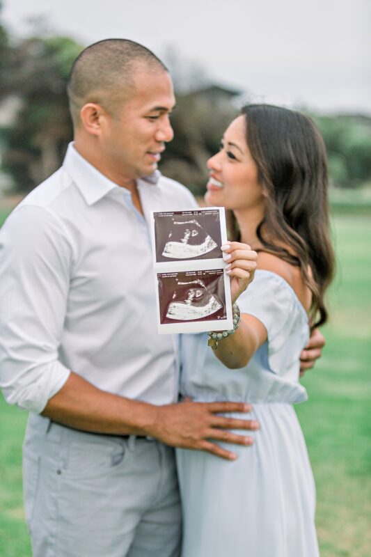 Pregnancy announcement with an ultrasound image