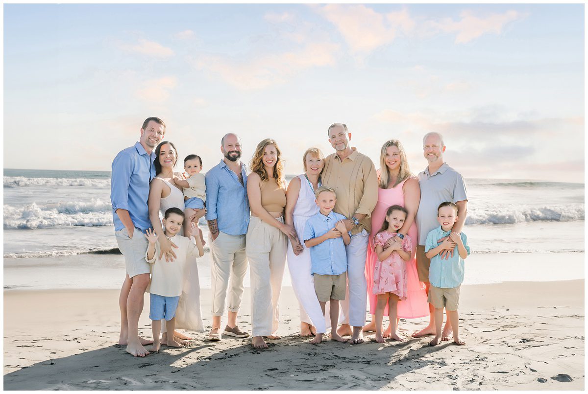 Extended family portraits on family vacation in Oceanside California