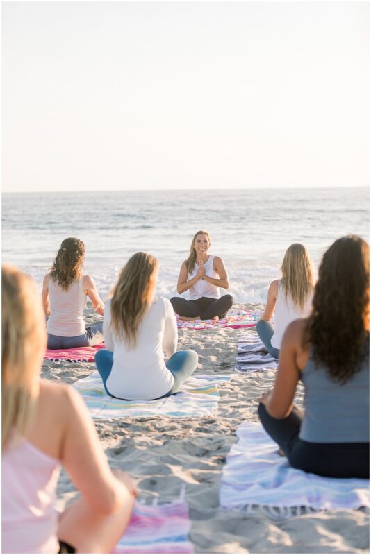 Yoga and meditation class on the beach